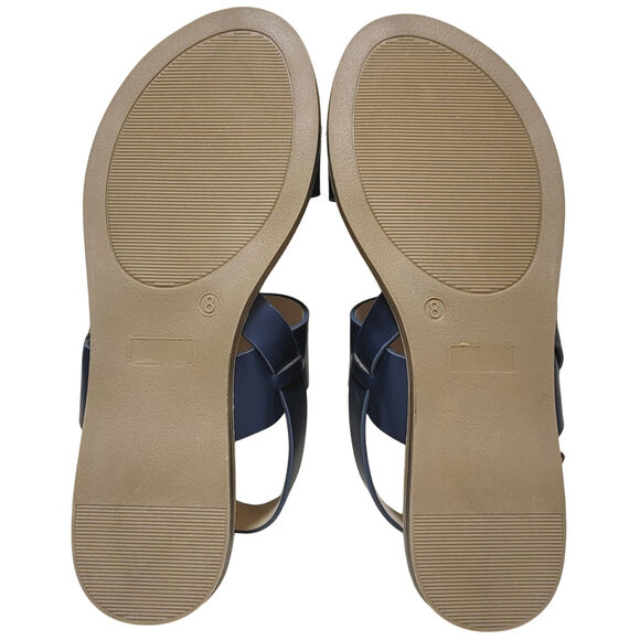 Journee Collection Women Lavine Slingback Sandals Size US 8M Navy Blue - Picture 4 of 5